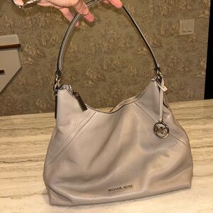 Michael Kors Stone Gray Leather Hobo Bag